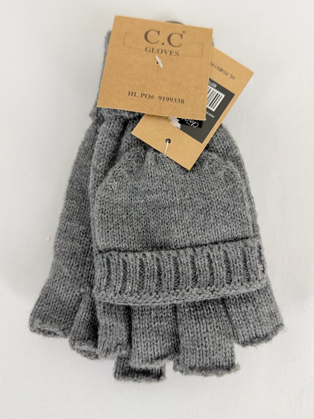 C.C Gray Knitted Fingerless Gloves Mittens New